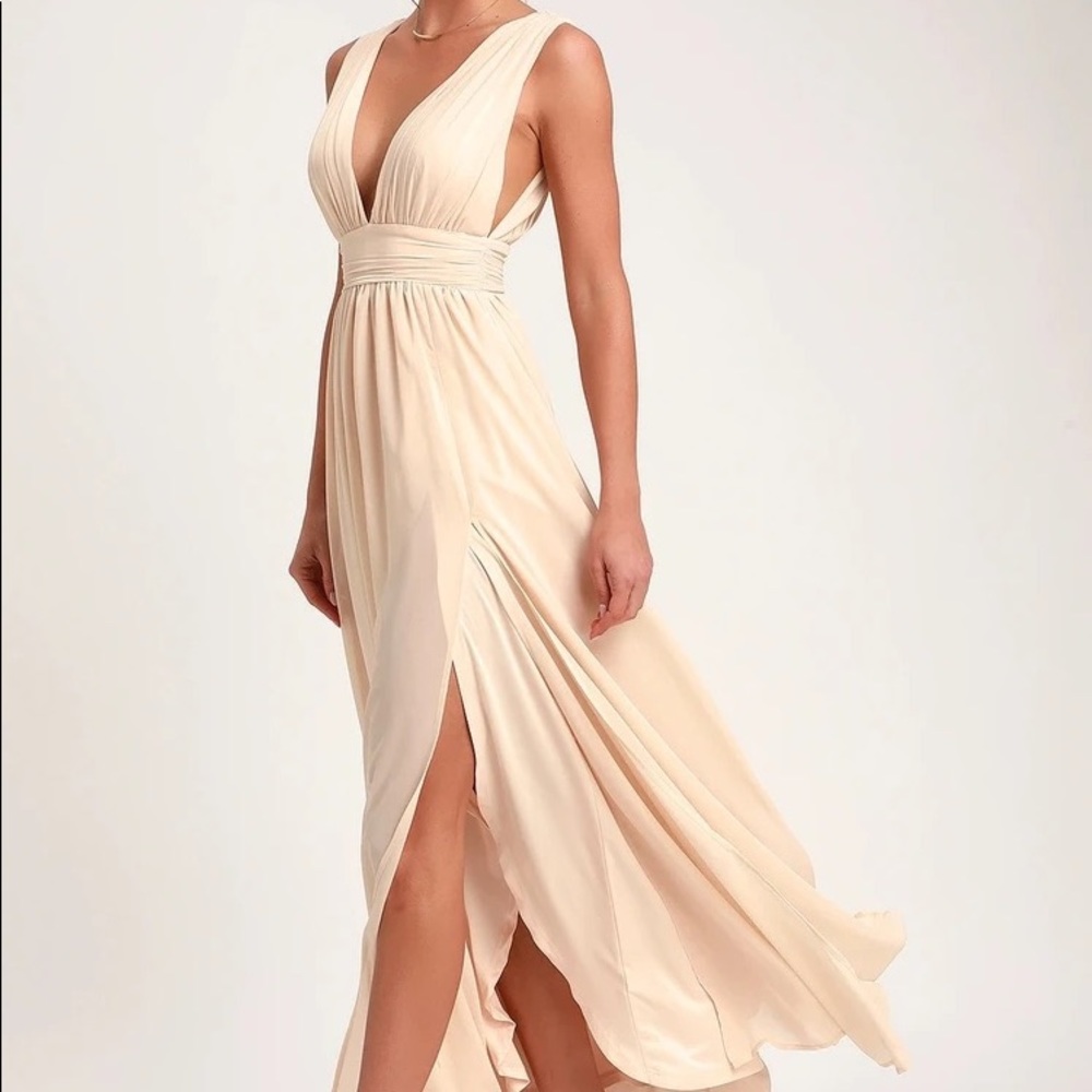 Lulus Heavenly Hues Cream Maxi Dress